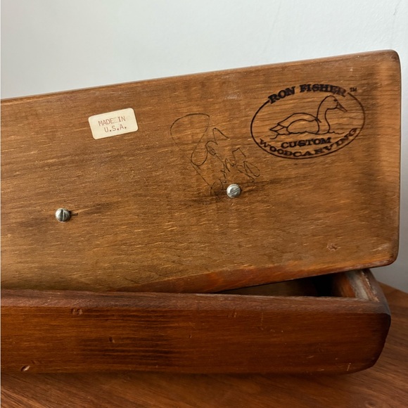 Ron Fisher Wooden Duck Figurine Storage Box Made in USA Storage Box Jewelry Box - Picture 2 of 15